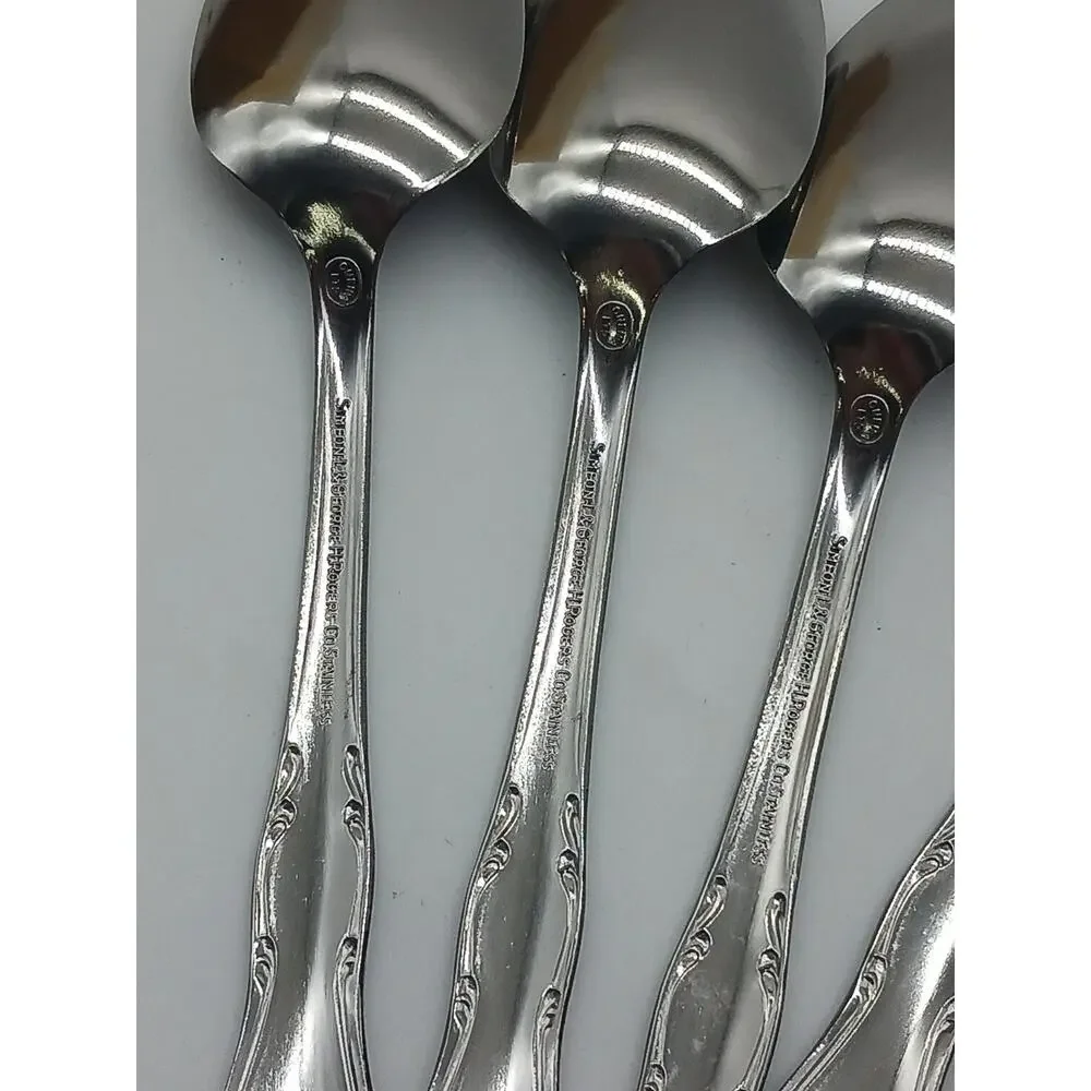 Oneida Simeon L & George H Rogers Stainless Homestead 4 Teaspoons 8 Knives Box